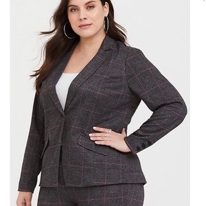 Torrid Grey Plaid Double Knit Blazer Jacket